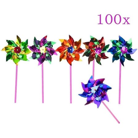 100 Vanntette Folie Vindmøller Utendørs Leke For Barn Hagedekorasjon Ornament Pinwheel Spinners For