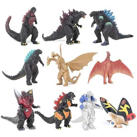 10 set Godzilla Movie Monster Godzilla Vs. Kong Toy,raton Mosla King Kidora, Trehövdad drakpusselstjärna Handgjorda dockdekorationer King of the Mon
