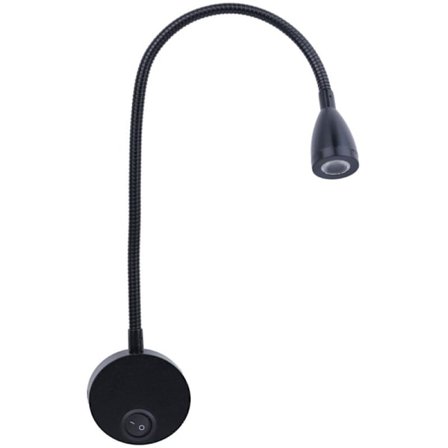 Læselampe, LED-lampe med aluminiums-svanehals, vægmonteret sengelampe