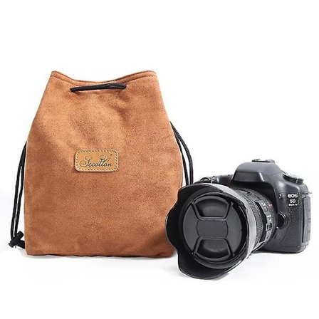 Mjukt kameraväska för Canon Nikon DSLR stöttålig dragsko objektiv bärväska fyrkantig