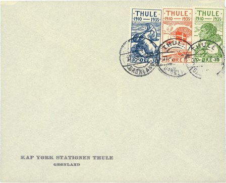 Grønland 1935-1936 - Thule - AFA 1-5 - Opsat på kuvert - Stemplet