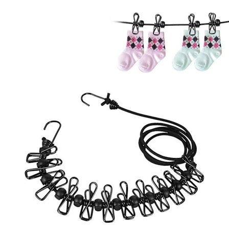 12-klemmer Tøjvaskesnor Til Udendørs Indendørs Camping Sæt Af Bærbar