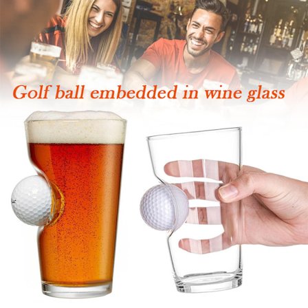 Ölglas med äkta golfboll inbäddad kreativt vinglas för hemmabaren Perfekta farsdagspresenter[GPA]