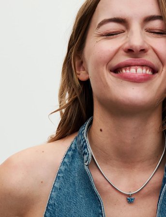 Pandora Butterfly Sterling Silver Dangle With Bi-Colour Blue Murano Glass And Clear Cubic Zirconia - Blue - ONE SIZE