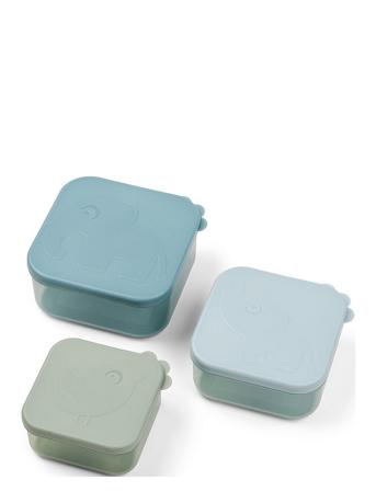 Snack Box Set 3 Pcs Deer Friends Blue Home Meal Time Lunch Boxes Blue D By Deer