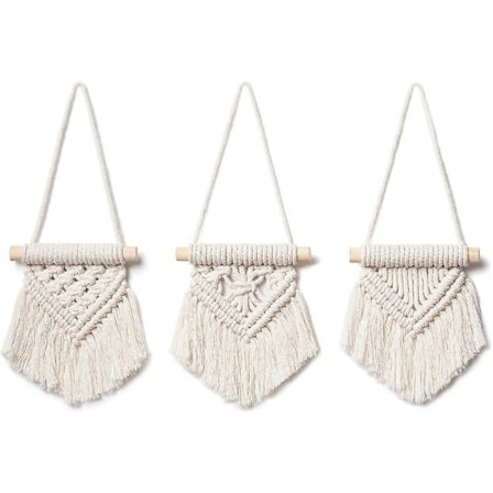 Mini Makramee Seinäkoriste 3kpl Söpö Boho Autotarvikkeet Koristeet Kudottu Taide Sisustus Käsintehdyt Lahjaideat, 3,5''L x 4''K, Pieni