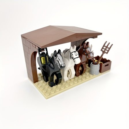 Hestestald Byggesæt - Små Partikler, Farm Scene, Hestefigurer, Julegave til Drenge/Piger