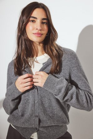 Premium Selection Knitted Cashmere Cardigan - Premium kvalitet - Grå - S