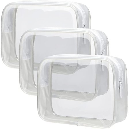 Clear Toiletry Bag, 3 Pack Toiletry Bag Quart Size Bag, Travel Makeup Cosmetic Bag For Women Men, Carry On Airport Airline Compliant Bag