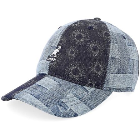 Kangol - Blå unconstructed Keps - Kg Denim Mashup Baseball Blue Picnic Dad Cap @ Hatstore