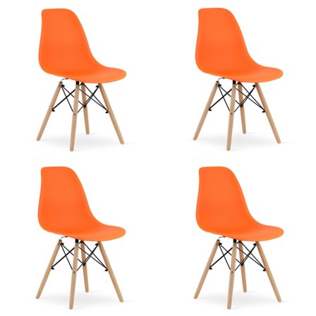 Valora OSAKA Ergonomisk Stol med Orange Naturben för Matsal x4