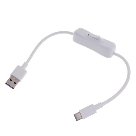 Høyhastighets hvit Type-c USB-kabel med på/av-bryter for telefoner og nettbrett [DB]