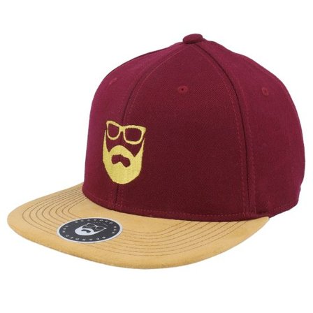 Bearded Man - Röd snapback Keps - Logo Maroon/Suede Snapback @ Hatstore