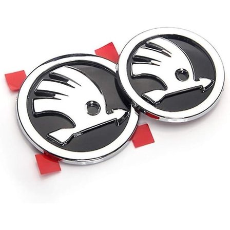 Bakre Främre Bil Bakre Emblem Märke Grill 3D Metalliska Dekaler, För Skoda, Bilkaross Dekoration Logo Styling 2 st