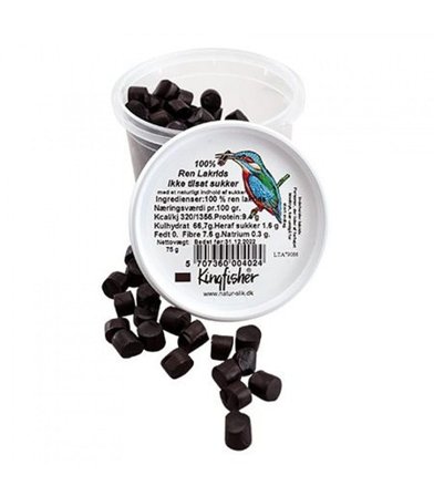 Kingfisher Kingfisher 100% Ren Lakrids sukkerfri 75 g, Helse & Madvarer, Snacks, Lakrids & Vingummi