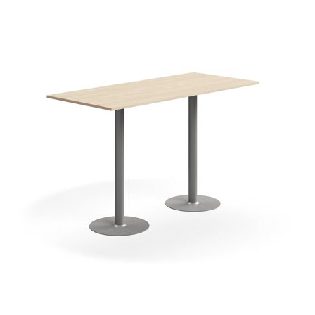 Bar table ALVA, 1800x800x1100 mm, floor fixed, high pressure laminate, silver/birch