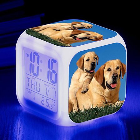Dww-vækkeur Hunde Billede Vækkeur G Lys USB Børn LED Ur Tegneserie Nattelys Flash 7 Farve Skiftende Digitalt Ur Bordur l