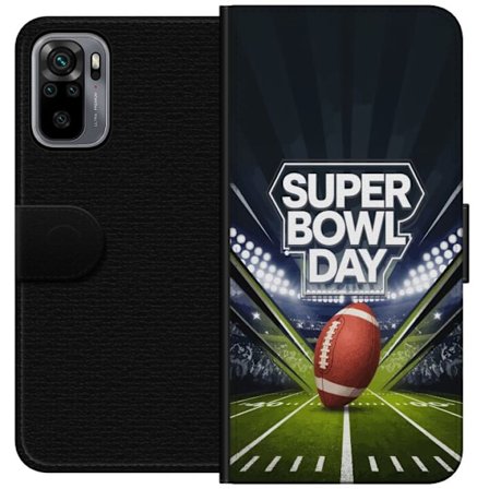 Kompatibelt Lommeboketui til Xiaomi Redmi Note 10S Super Bowl Day plakat med amerikansk fotball på opplyst arena i dramatisk sportsdesign