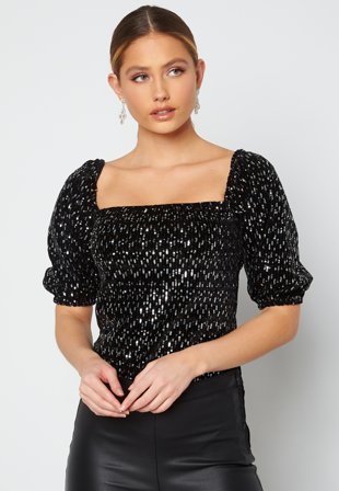 VERO MODA Carolina 3/4 Crop Off Shoulder Black Klær