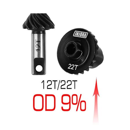 INJORA Stållegering Överväxel Underväxel Spiralformad Axelväxelsats för 1/18 RC Crawler Bil TRX4M Uppgradering (4M-10 4M-34)