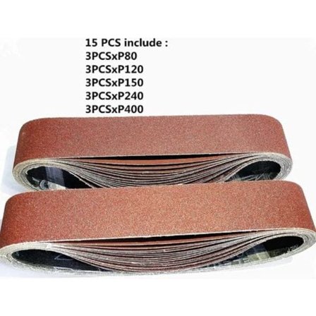 Slipband, 50 x 686 mm, Blandade slipband (3x Korn 80/120/150/240/400) för bandslipmaskiner (15 stycken)_tfrf
