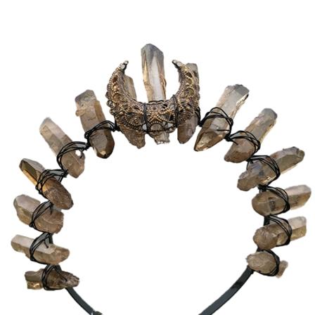 Raaka kristallitiara kruunu hiuspanta, musta kvartsi timanttikuu