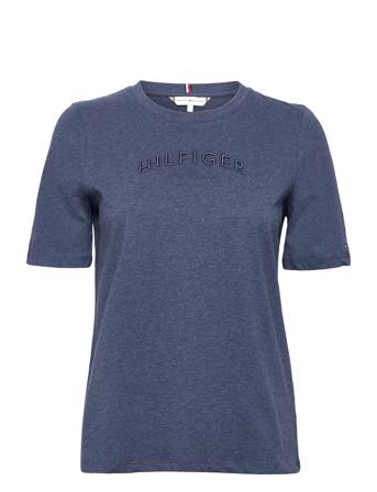 Reg Texture Graphic C-Nk Ss T-shirt Top Blå Tommy Hilfiger