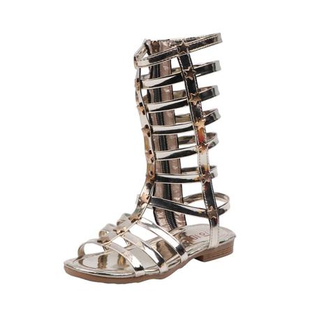 Flickor Med Öppen Tå Platta Sandaler Sida Zipper Dress Sandal