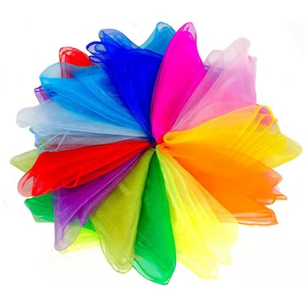 Chiffonskjerf, 12-pakning Fargerike Firkantede Silkeskjerf Danseskjerf 12 Farger Fargerikt Sjal for Dans Sjonglering Sensorisk Utvikling Førskolebarn