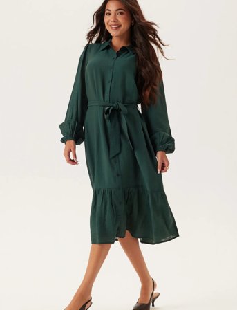 Bubbleroom Midi Shirt Dress - Green - 32-34