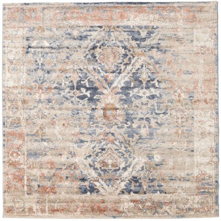 Talitha Bleu/Beige Tapis Carré Oeko-Tex