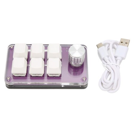 Ohjelmoitava näppäimistö Type C 6 näppäintä 1 nuppi Sininen kytkin Mekaaninen muistitoiminto Mini-näppäimistö pelaamiseen, toimistoon ja mediaan