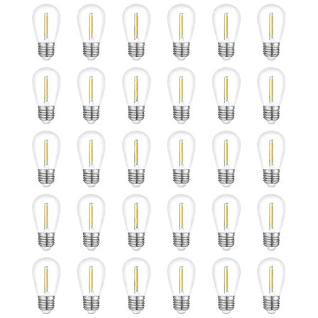 30 kpl Ulkovalosarjan lamput, vedenpitävä S14-vaihtolamppu, E26-kanta, lämmin valkoinen