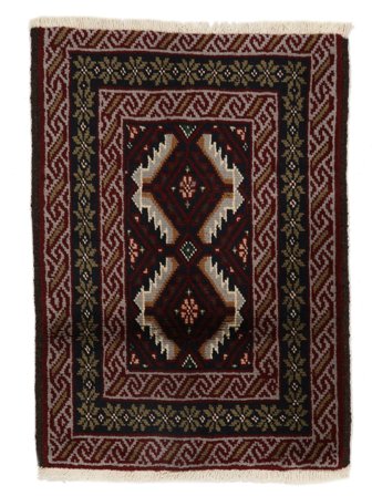 Noué À La Main Baloutche Tapis 62X86 De Laine Noir/Marron Petit