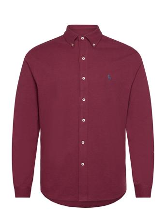 Featherweight Mesh-Lsl-Knt Designers Shirts Casual Burgundy Polo Ralph Lauren