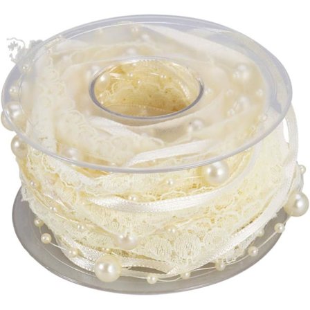 (Beige Farve) Blonde Perle Bånd Organza Bånd Perle Satin Ri, ZQKLA