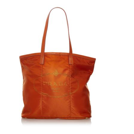 Prada Vintage, Pre-owned Canapa Logo Tessuto Tote Bag Oranje, Dames, Maat:ONE Size