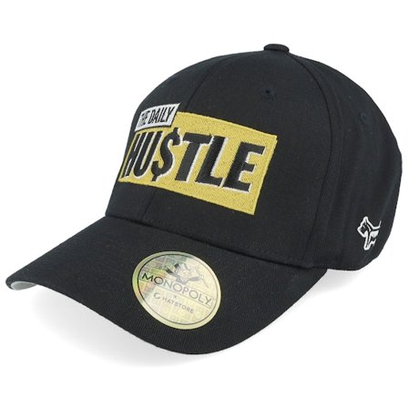 Monopoly - Svart flexfit Caps - "The Daily Hustle Dog Black Flexfit " @ Hatstore