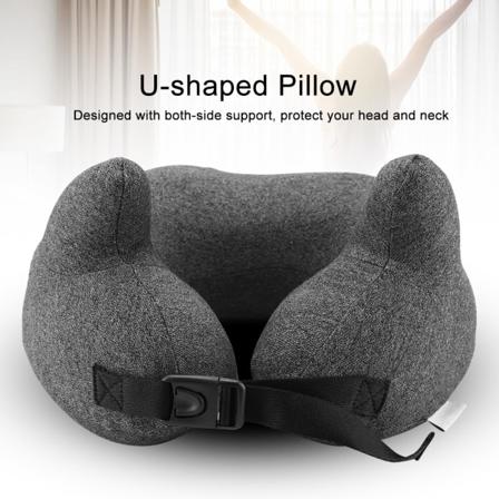 Grå multifunktionell bärbar mjukt minnesskum U-formad nacke