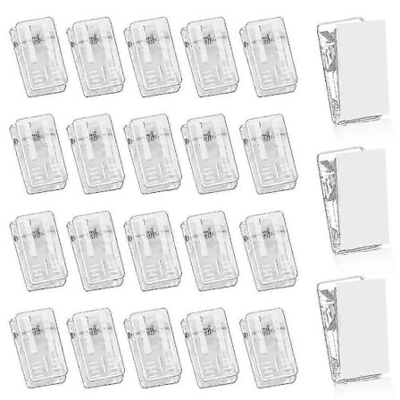 Pakke med 20 selvklebende fjærklemmer, transparente klebeklemmer, fotoklemmer i plast, veggklemmer for kontor, hjem, skole