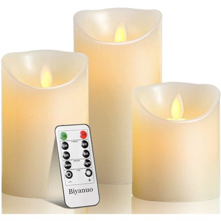 LED-ljus, flamlösa ljus, flamlösa ljuslampor, 10 cm, 12,5 cm, 15 cm, äkta vaxljus, blockljus, fjärrkontroll med 10 knappar_yux