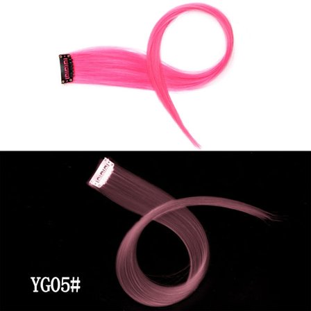 Alileader Luminous Hair Synthetic Clip In Hairpiece Fluorescerende hårforlængelser 20 Tommer Glødende Hår Glans I Mørket Lige