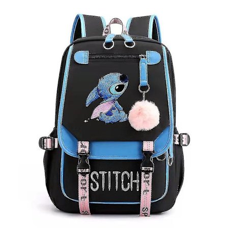 Stitch USB genopladelig skoletaske til drenge og piger