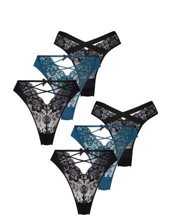 6-Pack Bisi Hl String Stringtruse Undertøy Svart Hunkemöller*Betinget Tilbud