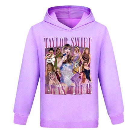Taylor Swift Barn jente Langermet hette genser Pullover Topper Genser Hettegenser Lilla 0