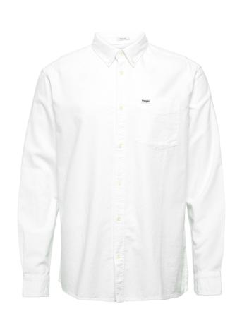 Ls 1Pkt Button Down Shirt Skjorte Uformell Hvit Wrangler