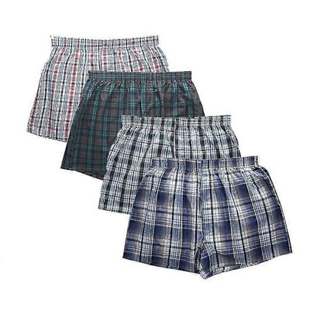 Guoguo 4kpl Miesten Alushousut Puuvilla Lyhyet Hengittävät Ruudulliset Kudotut Bokserit Plus-koko Yöshortsit