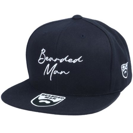 Bearded Man - Svart snapback Keps - Clean Script Black Snapback @ Hatstore