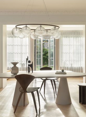 Miira 8 oval taklampe - dark bronze/optisk glass