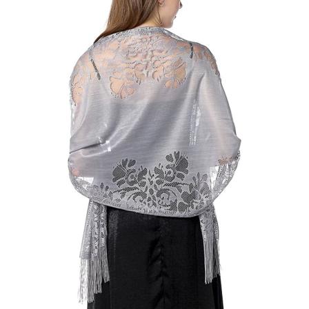 Ladiery Dame Blomsterblonde Sjal Sjal Med Dusker, Myk Mesh Frynser Wraps For Bryllup Aften Festkjoler(Stil 13)